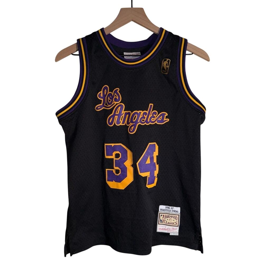 VINTAGE NBA LA LAKERS Shaquille ONeal Mitchell & Ness athletic mesh jersey L
